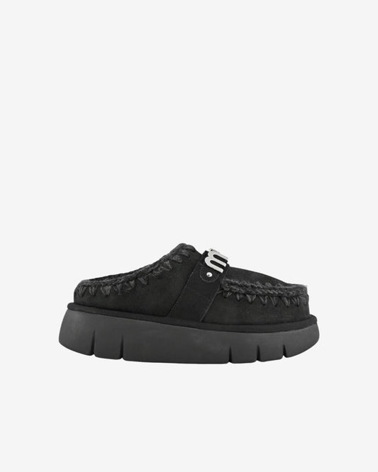 Mou Bounce Clog Letter Logo Black
