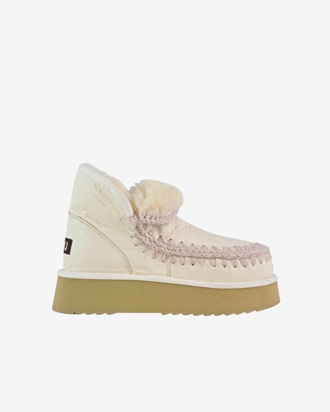 Mou Mini Eskimo Platform Boot Special Leather Waxi White