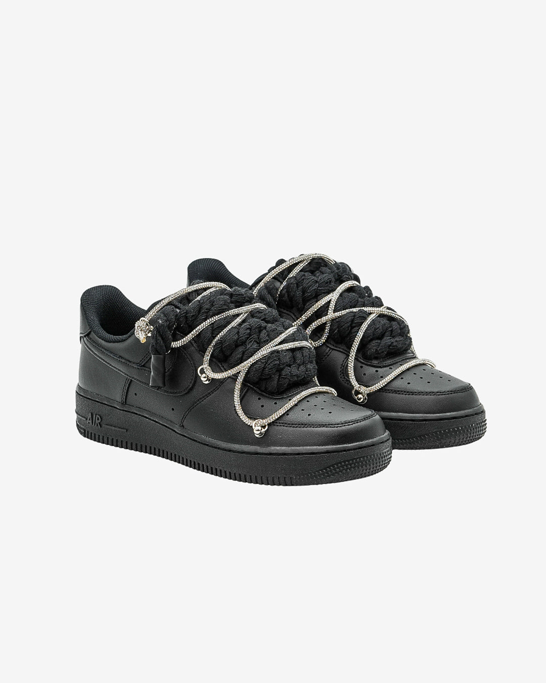 Air Force Black Rope Laces Swarovski